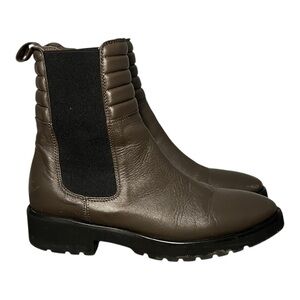 A.Soliani Leather Siena Boots Brown Leather Women's 40/9.5 Block Heel Lug Sole